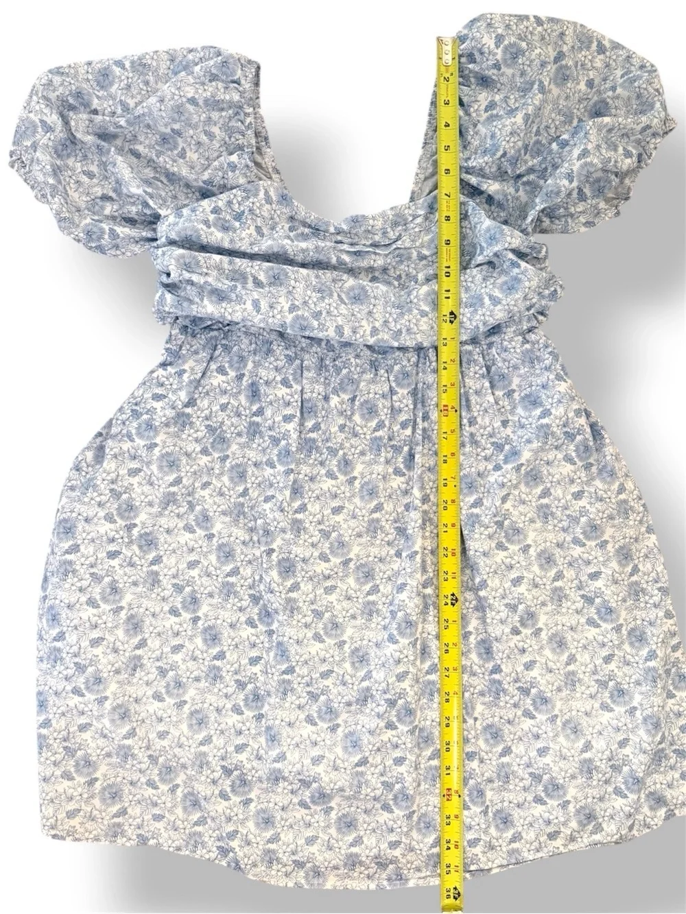 Arula Blue Floral Puff Sleeve Smocked Babydoll Dress XL - Picture 4 of 7